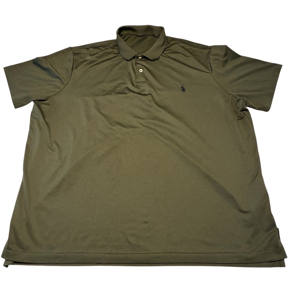 Polo Ralph Lauren Mens Olive Green Performance Polo Shirt Stretch Size XL